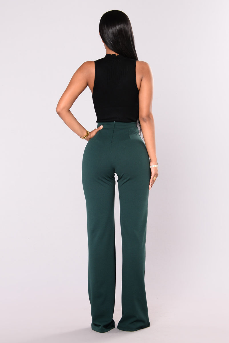 Victoria High Waisted Dress Pants - Hunter Green, Pants | Fashion Nova