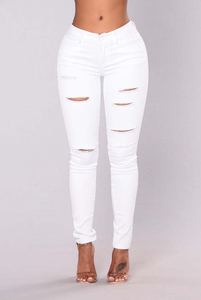 Sassy Distress Jeans - White