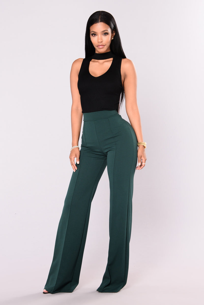 Victoria High Waisted Dress Pants - Hunter Green, Pants | Fashion Nova