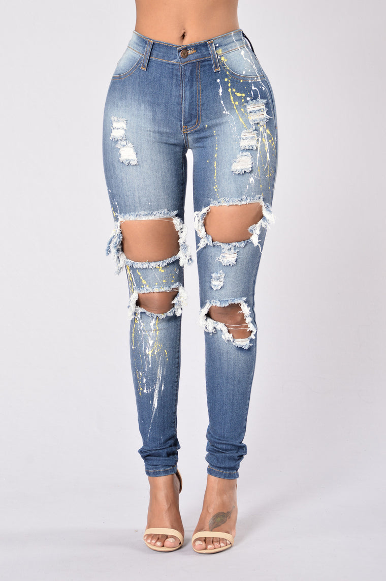 Splish Splash Jeans - White Paint Splash