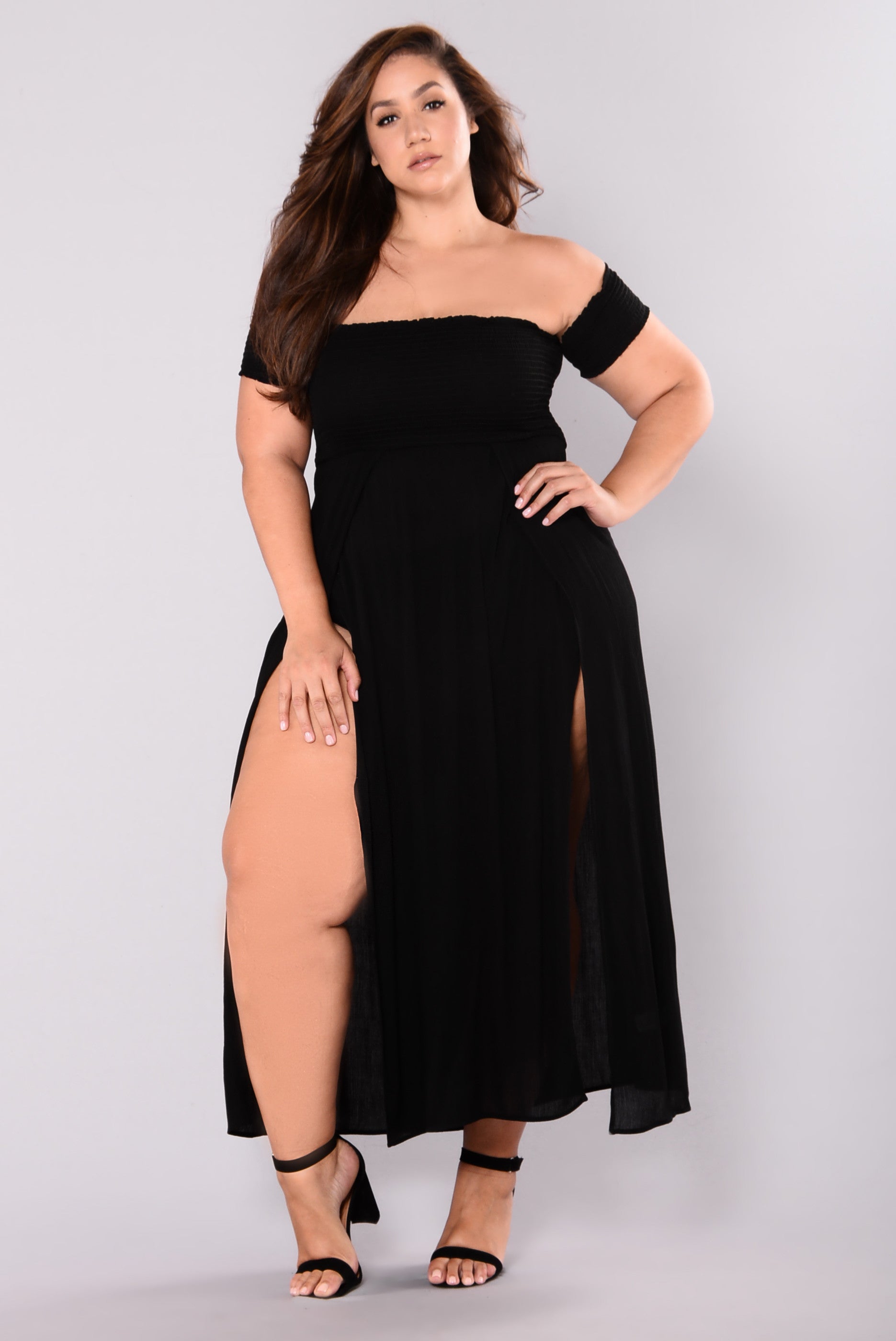 Missing Him Off Shoulder Dress - Black