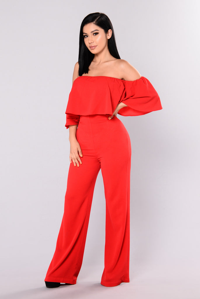 Lee Flounce Jumpsuit - Red