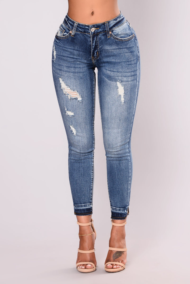 Kacie Ankle Slit Skinny Jeans - Dark Blue | Fashion Nova, Jeans ...
