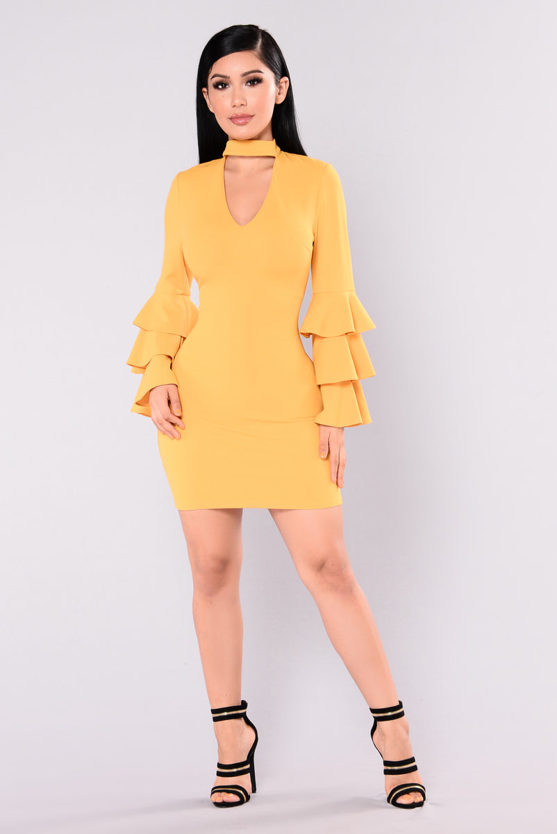 Malone Ruffle Dress - Mustard | Fashion Nova, Dresses | Fashion Nova
