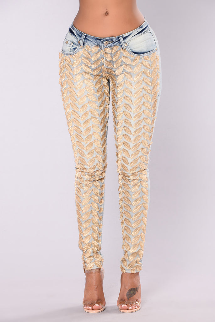 Gold Leaf Jeans - Gold