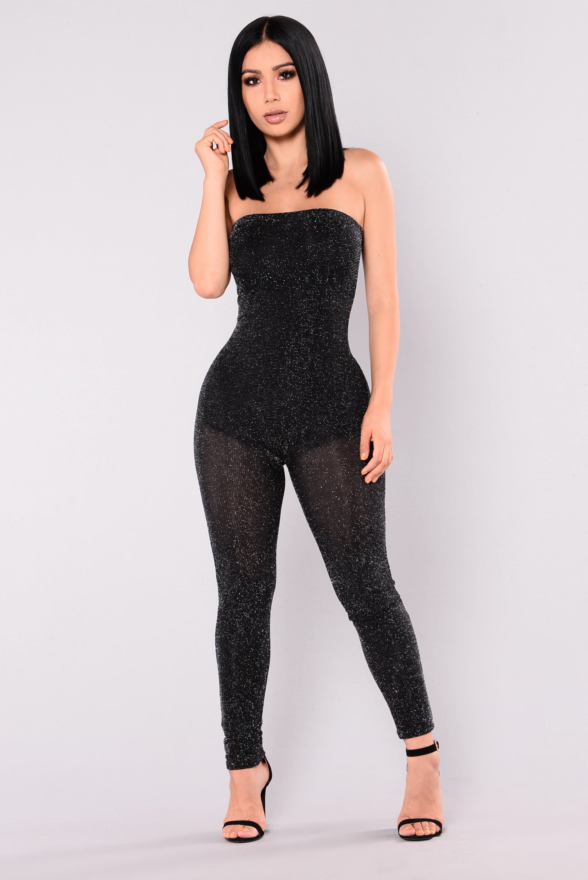 Star Gazer Glitter Jumpsuit Black