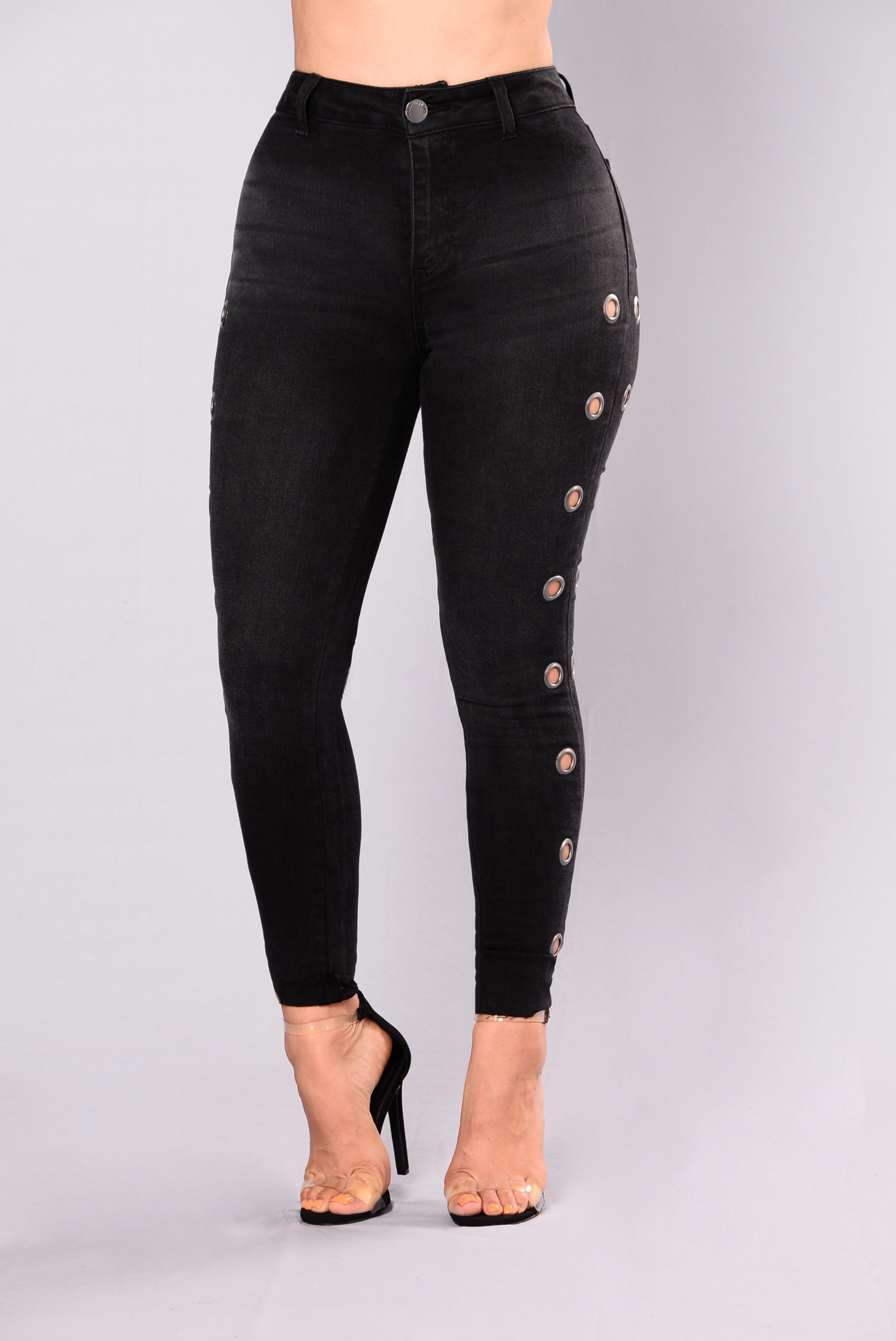 All Or Nothing Grommet Jeans - Black