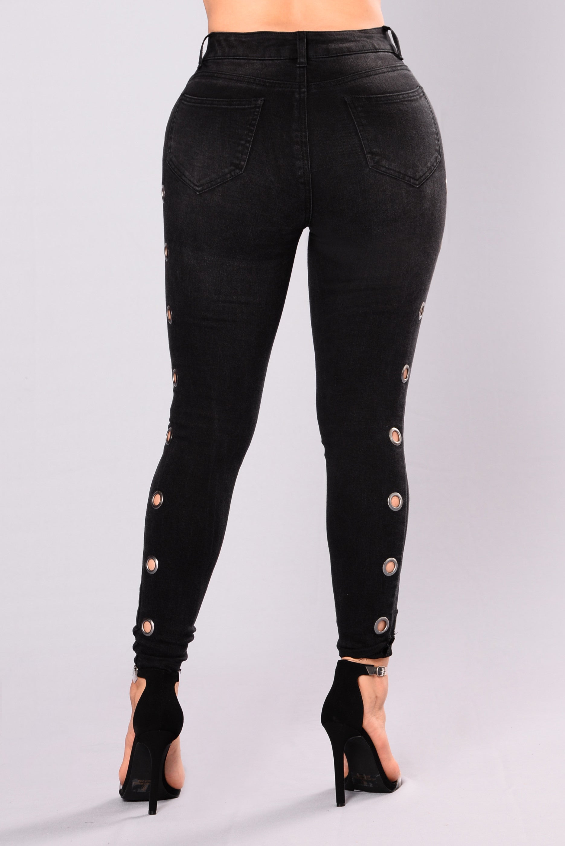 All Or Nothing Grommet Jeans - Black