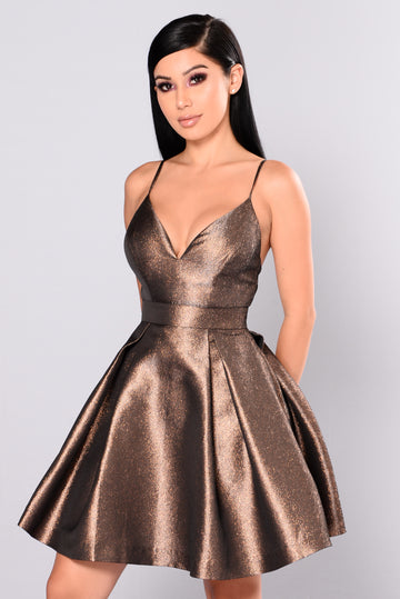 fashion nova metallic dress