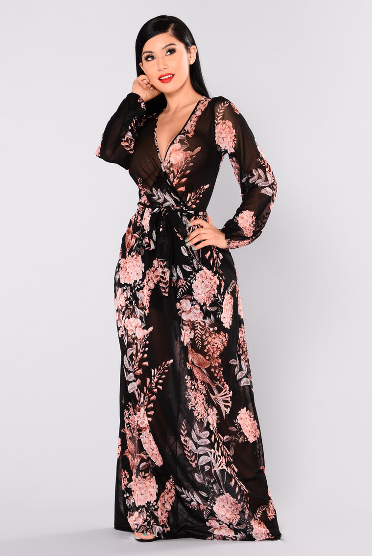 fashion nova black floral dress