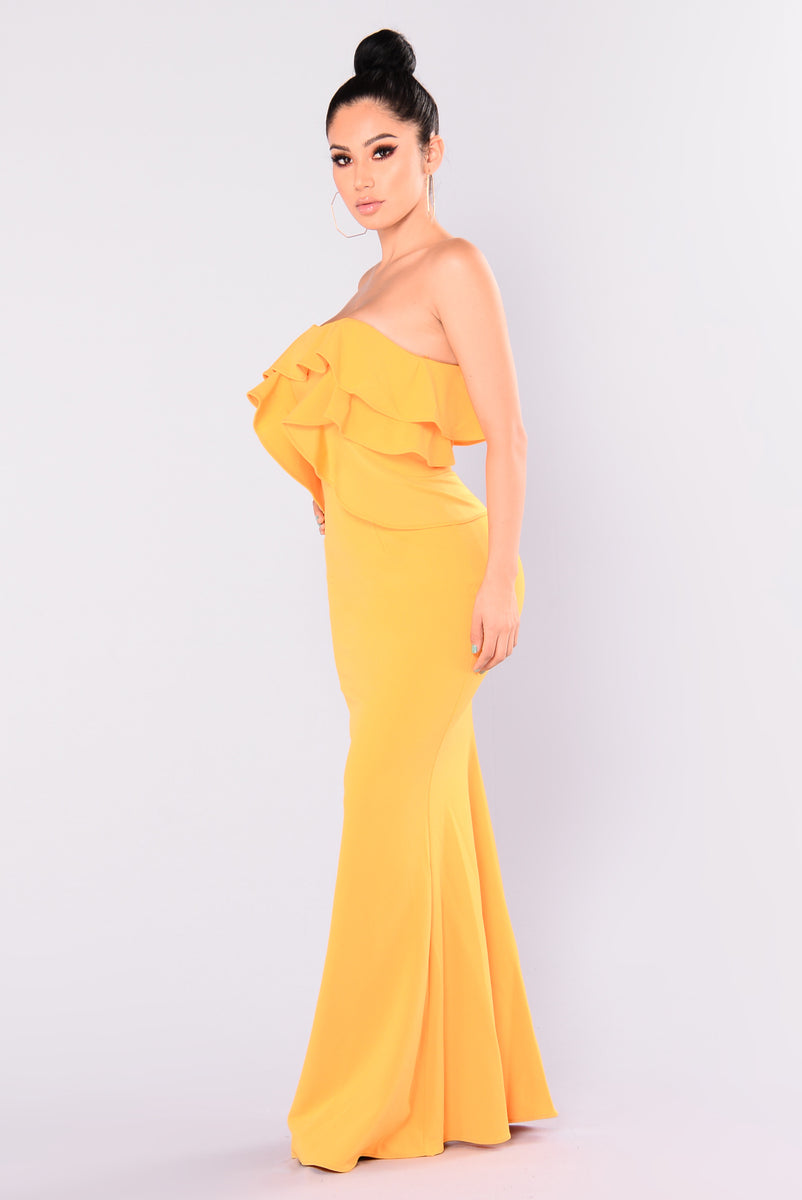Klara Ruffle Dress - Mustard | Fashion Nova, Dresses | Fashion Nova