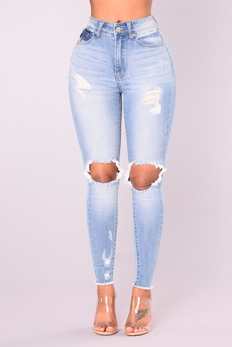 light denim ripped skinny jeans