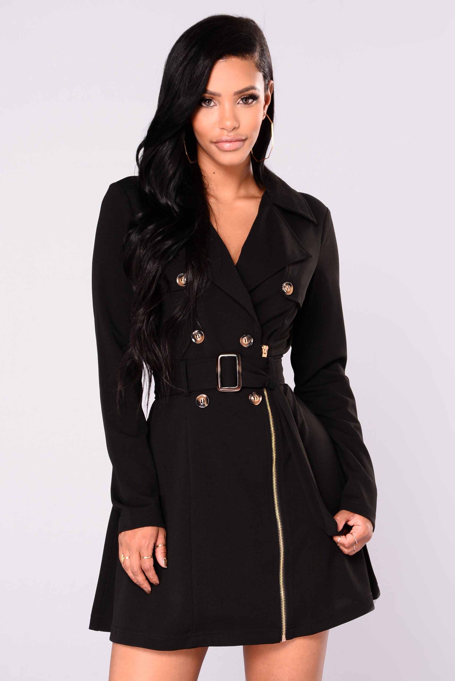 black trench coat with dress