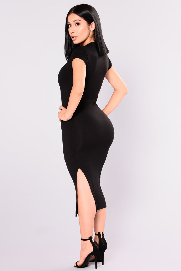 Dominique Midi Dress - Black