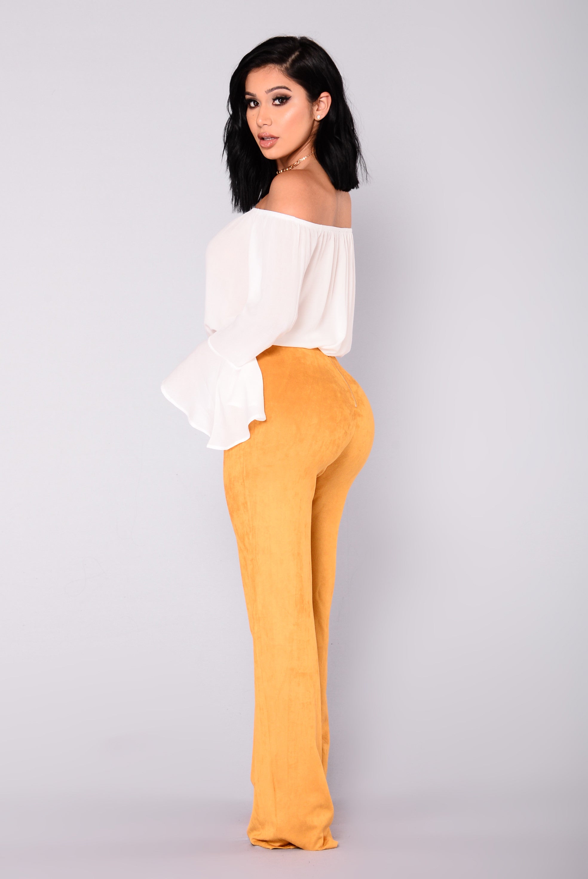 Get In Formation Suede Pants - Mustard