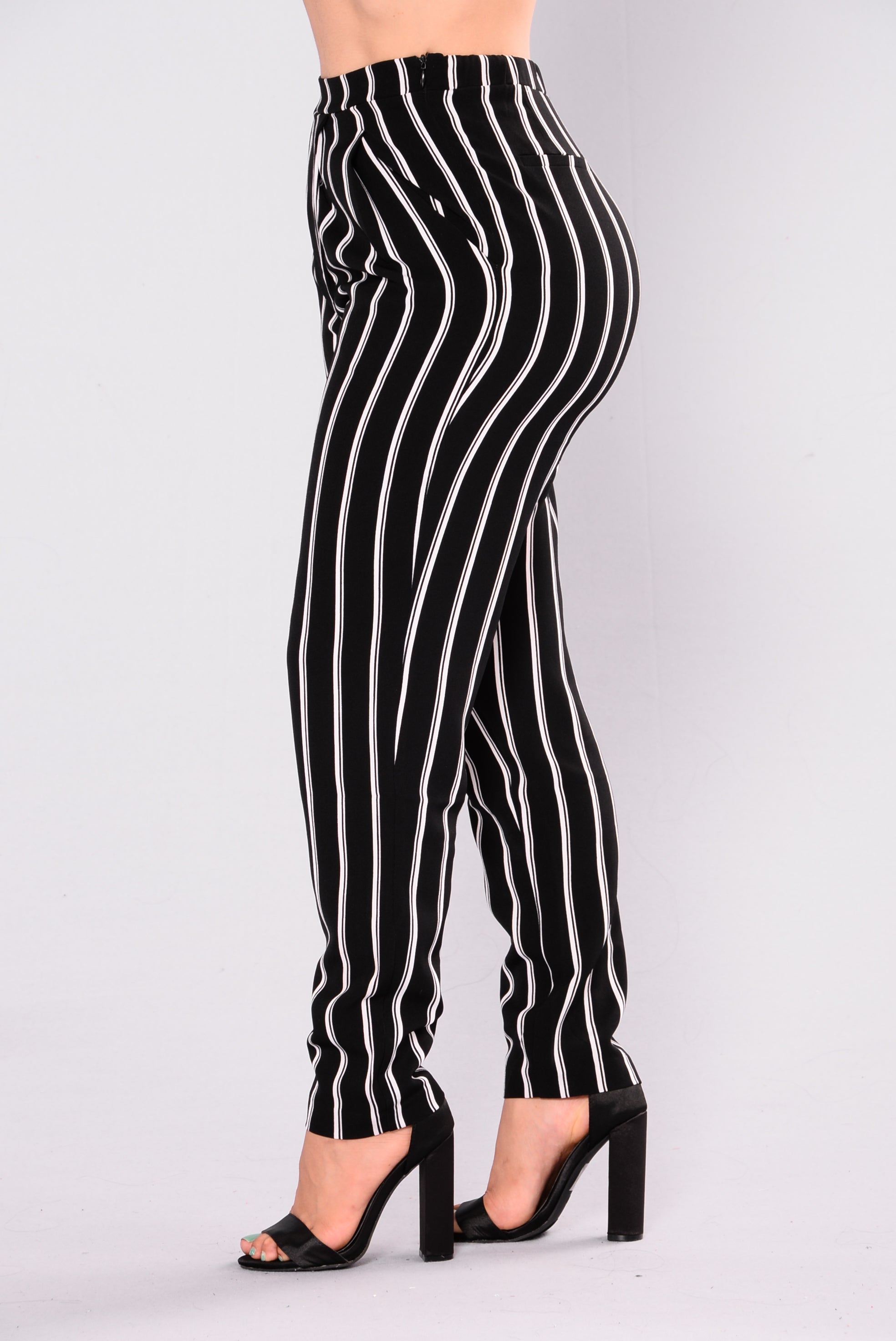 Tati Stripe Dressy Pants - Black/White