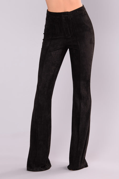 Lucy Stretch Suede Pants - Black
