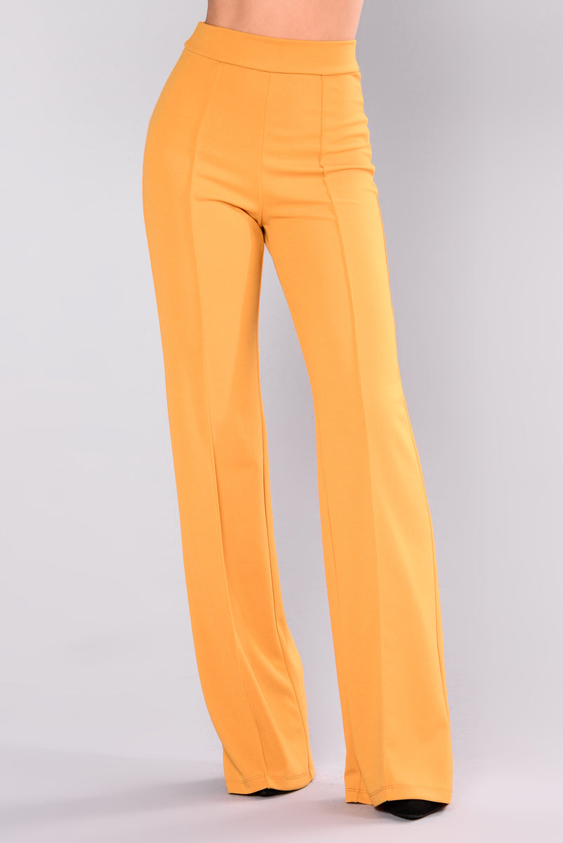 Victoria High Waisted Dress Pants - Mustard - Pants - Fashion Nova