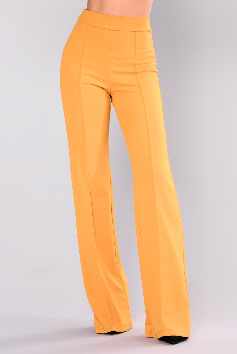 yellow high waisted pants