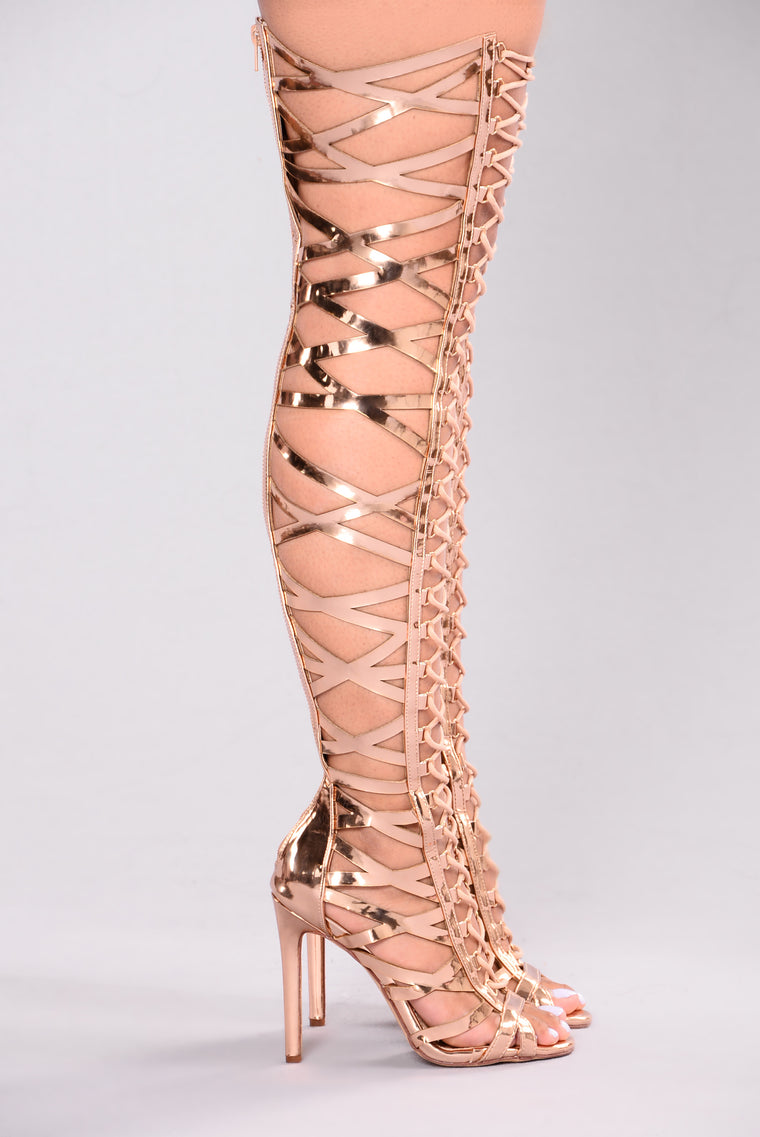 rose gold gladiator stilettos