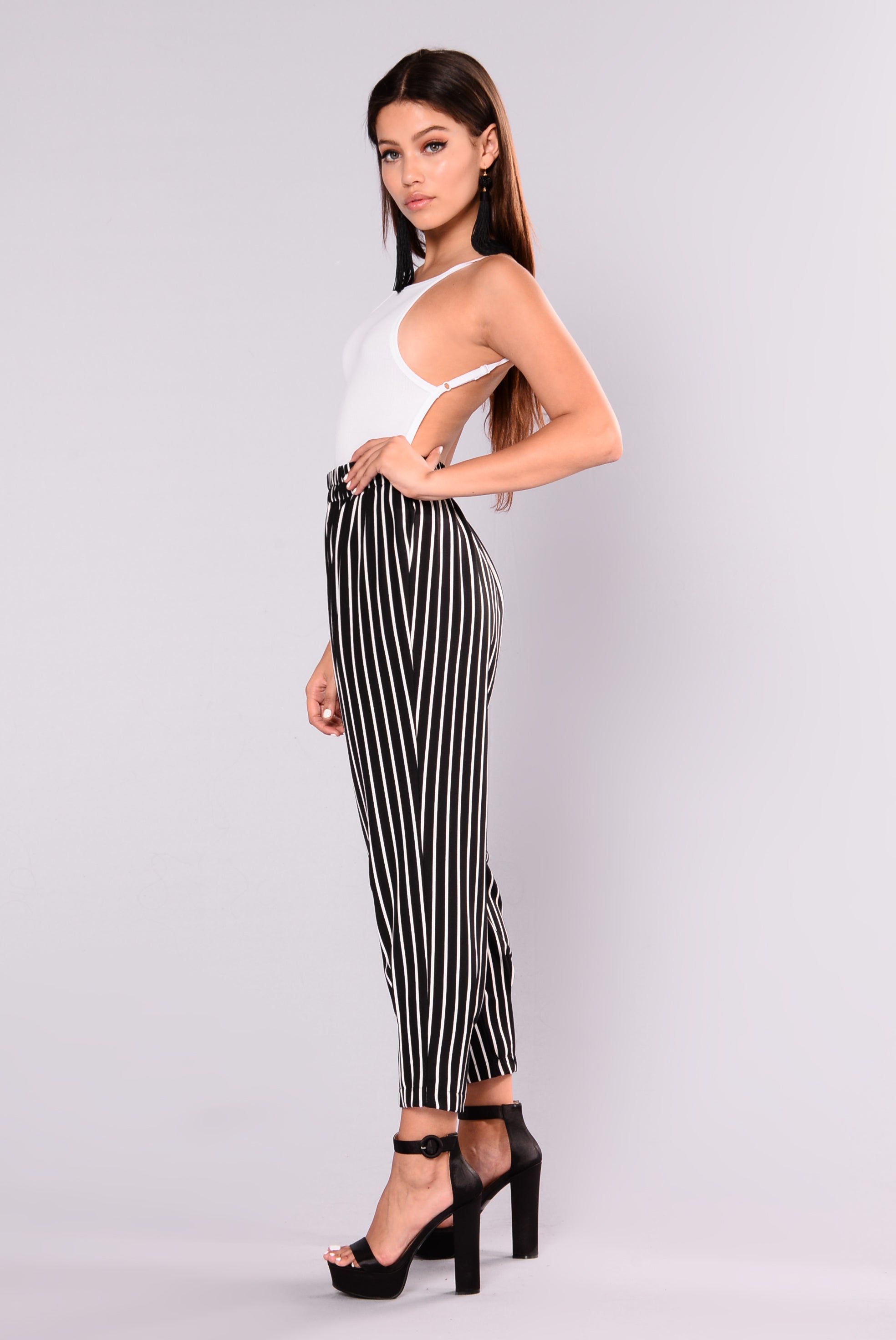 styling black and white striped pants