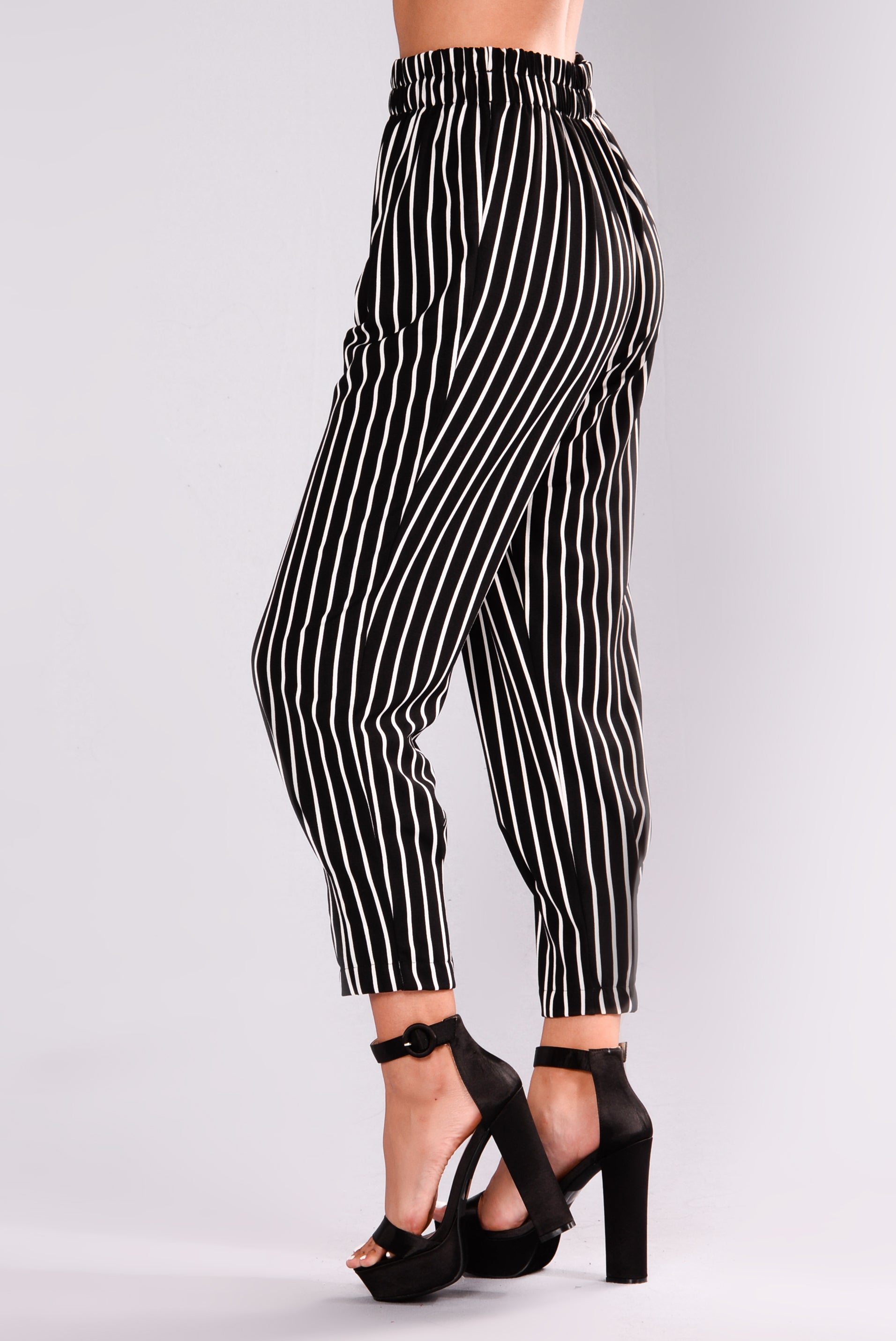 Kylie Pin Stripe Pants - Black/White