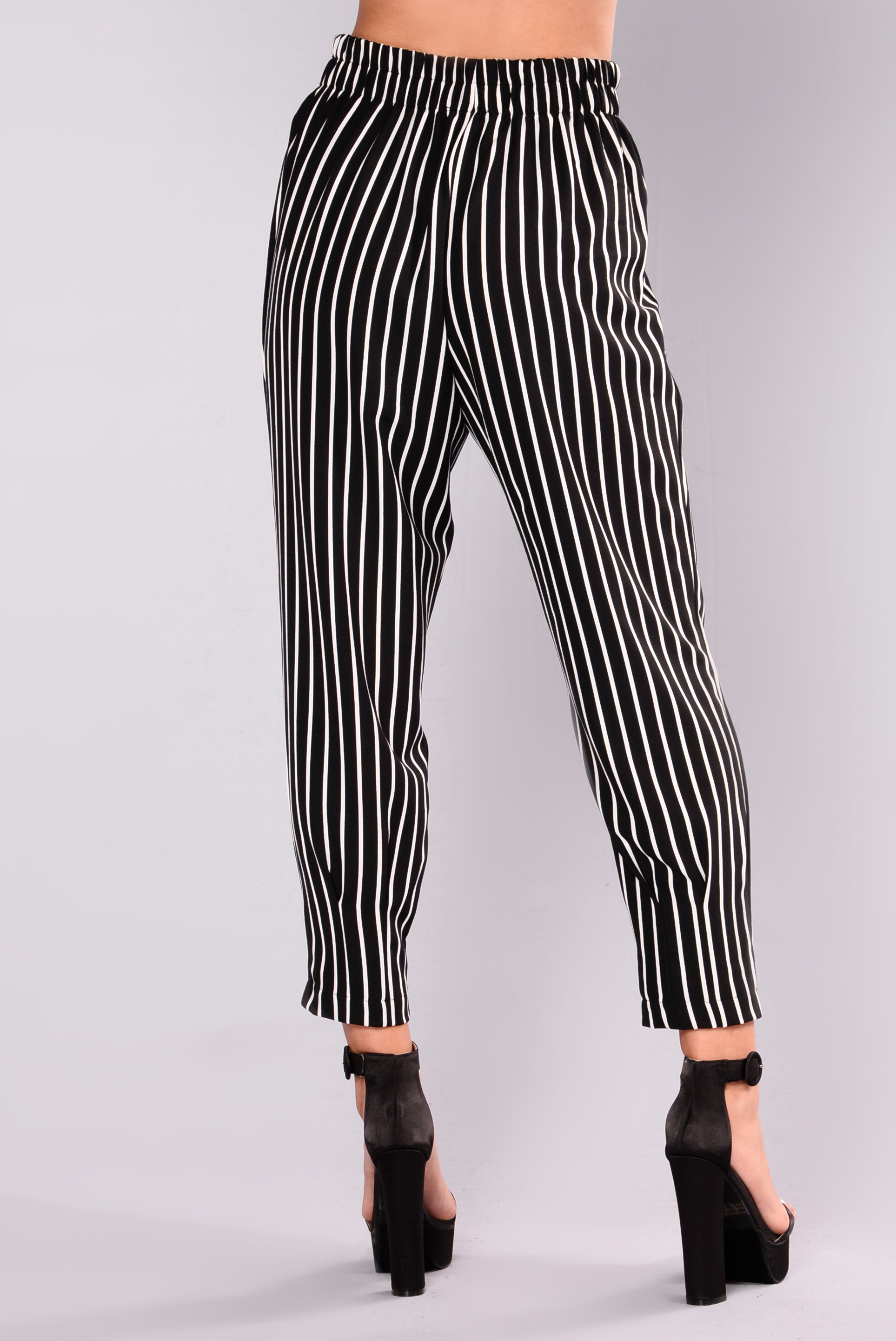Kylie Pin Stripe Pants - Black/White