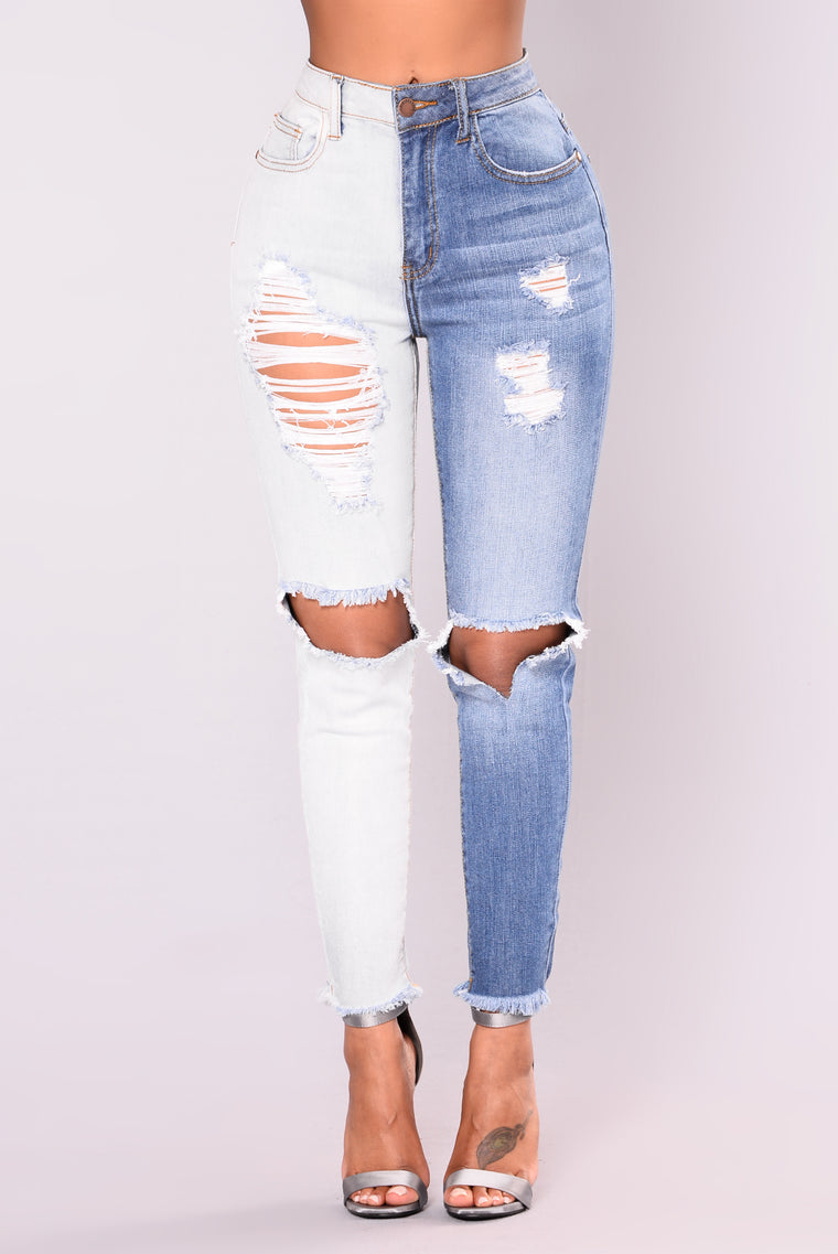 split color jeans