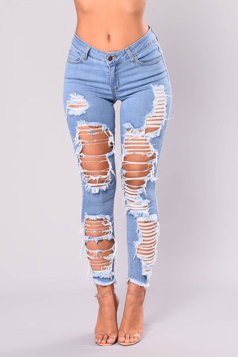 Cassy Distress Jeans - Light, Jeans 