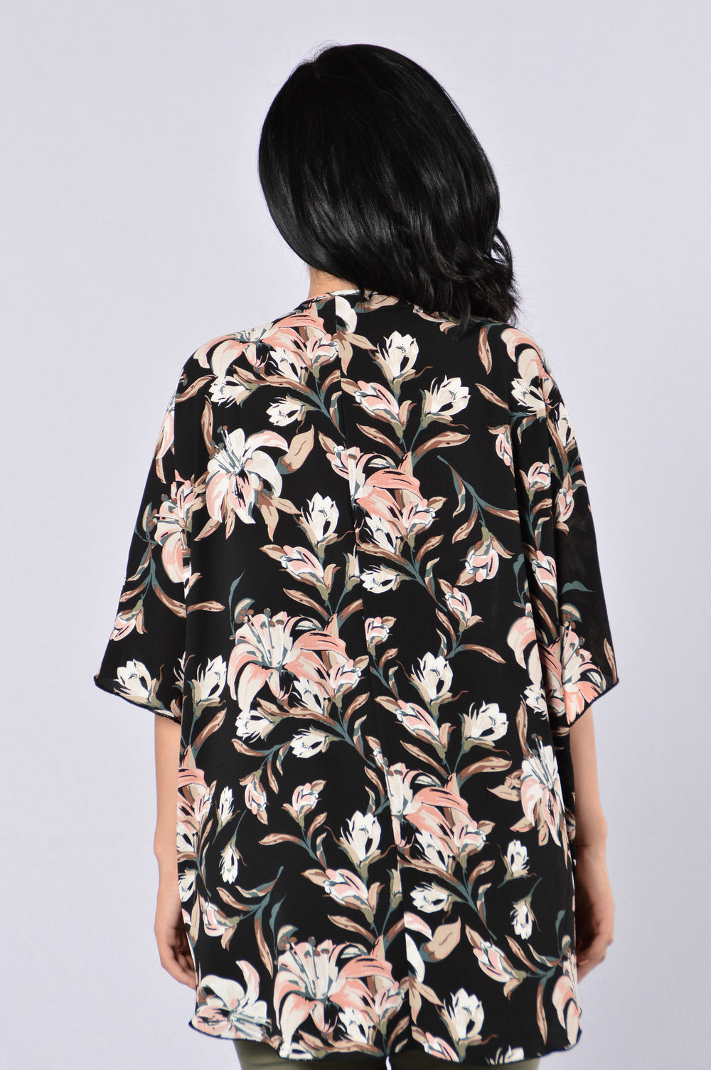 Wrapped In Flowers Kimono - Black Multi