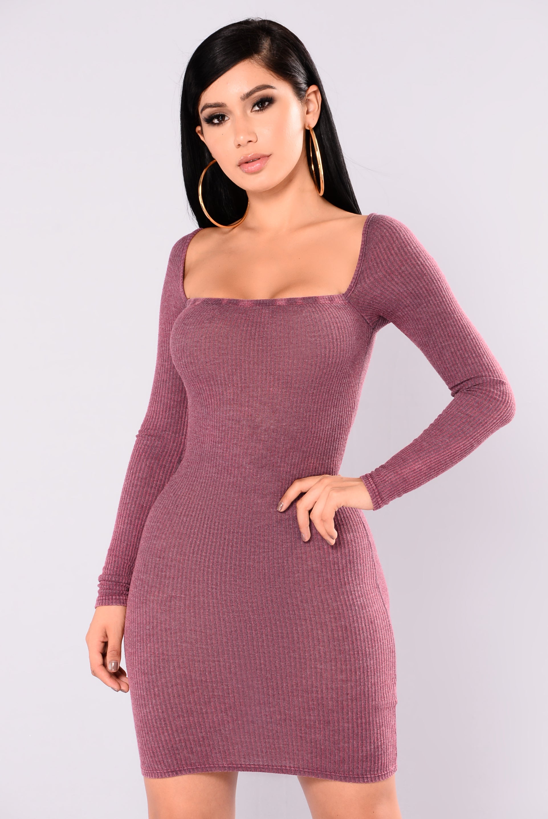 Adriana Mineral Wash Dress - Burgundy