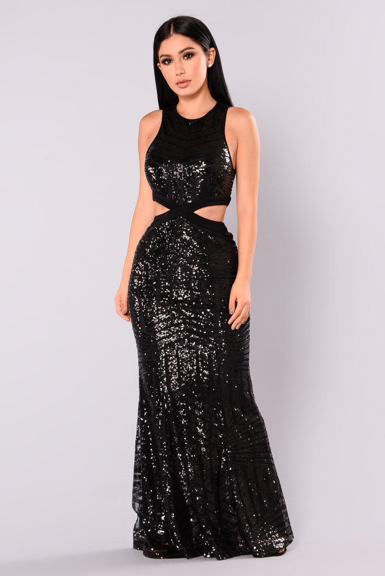 fashion nova black sparkly dress