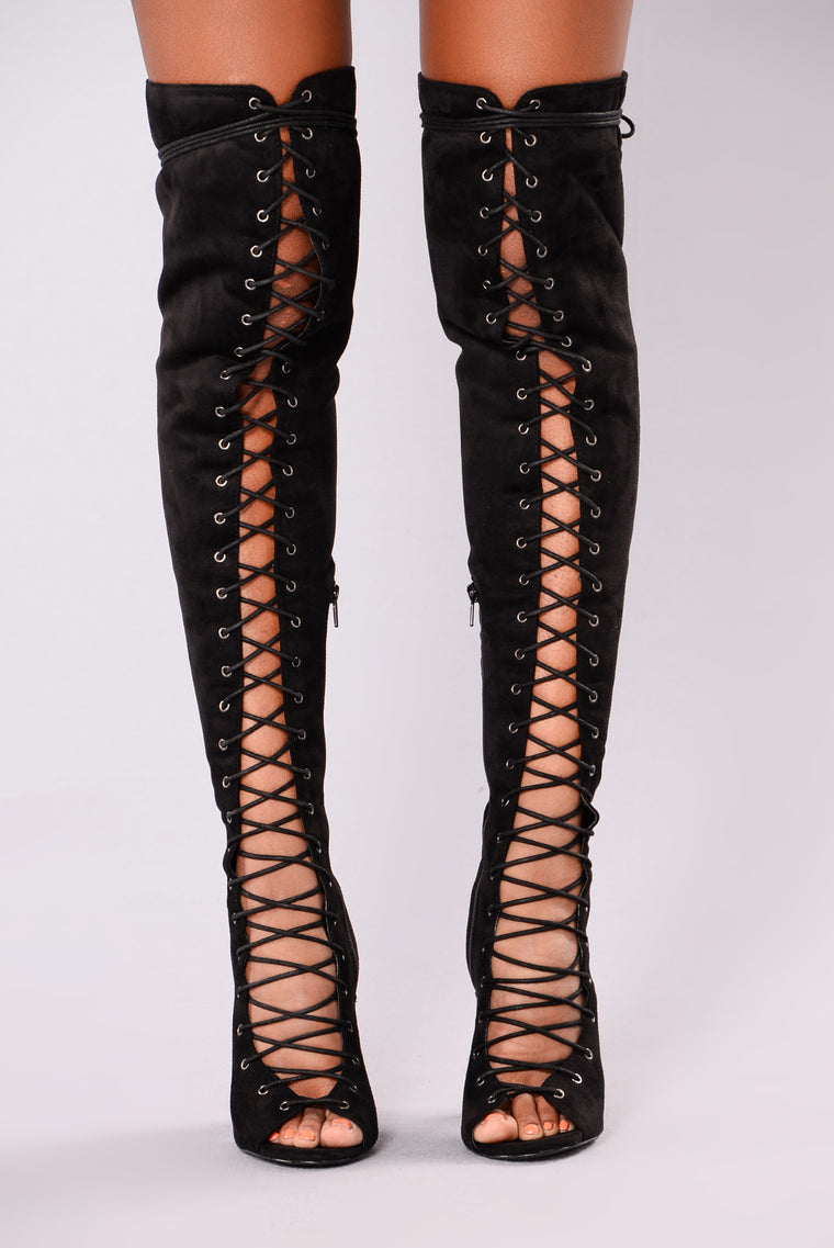 Barbie Lace Up Heel Boot - Black, Shoes | Fashion Nova
