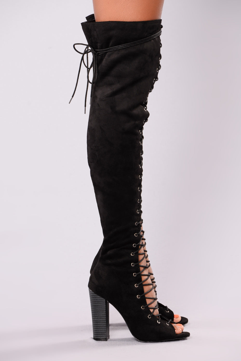 Barbie Lace Up Heel Boot - Black