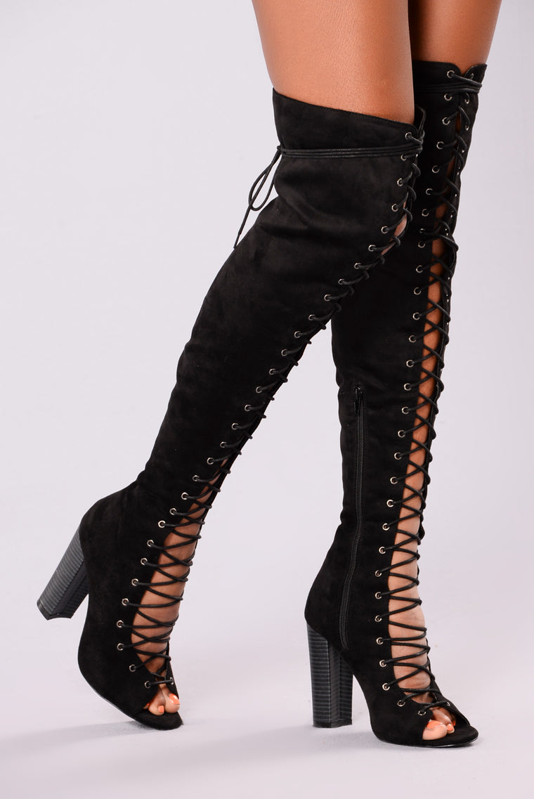 Barbie Lace Up Heel Boot - Black, Shoes 