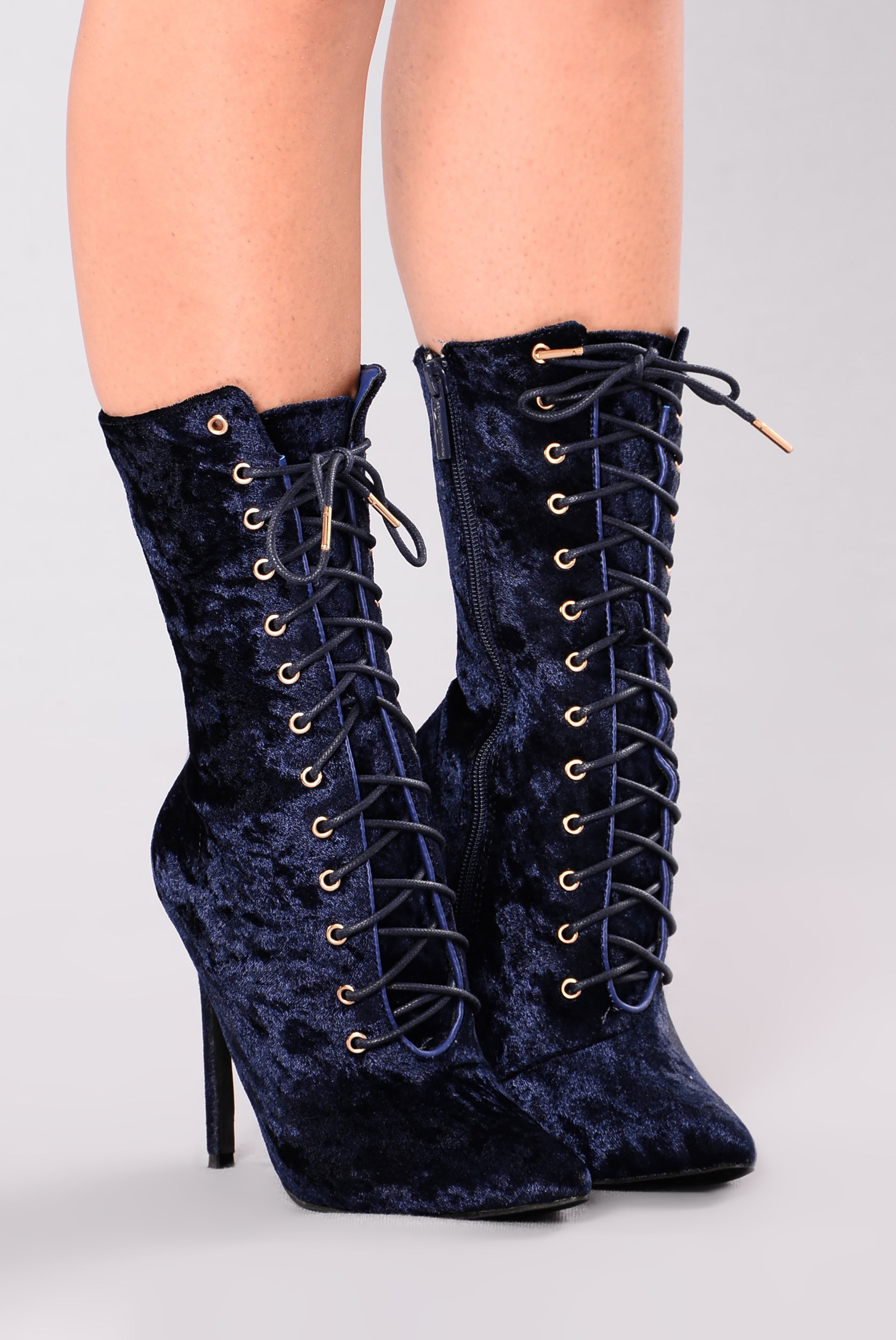 Alice Lace Up Bootie - Navy – Fashion Nova