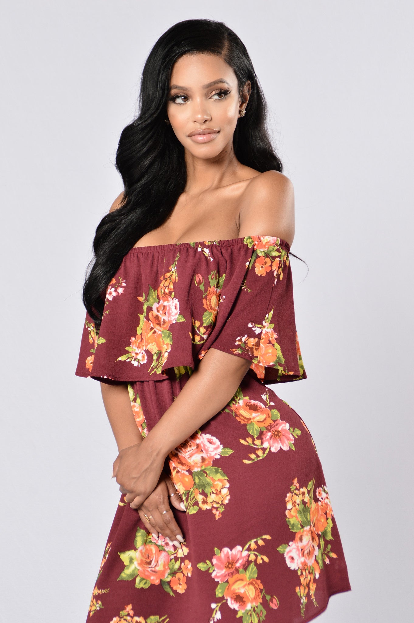 Give Love A Chance Dress - Burgundy Floral