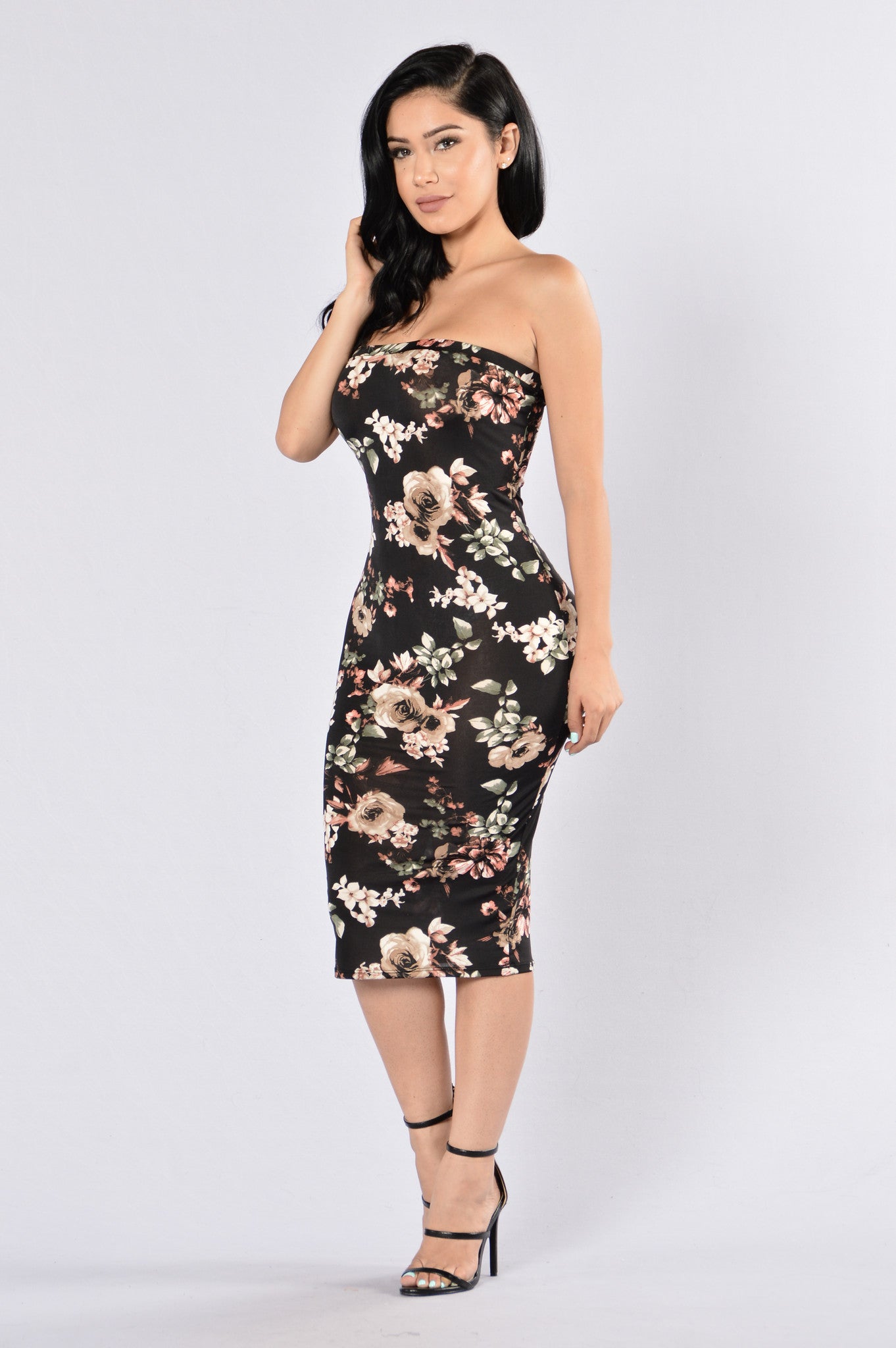 Flowers In Bloom Tube Dress - Black Multi