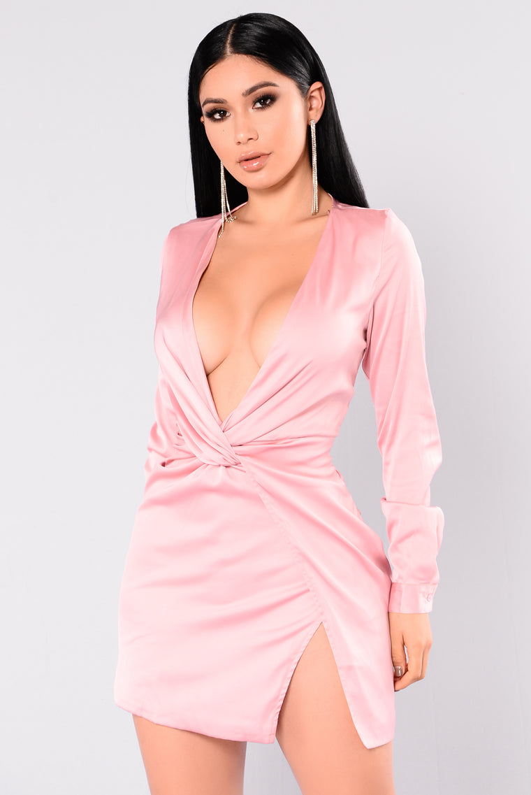 pink satin dress fashion nova