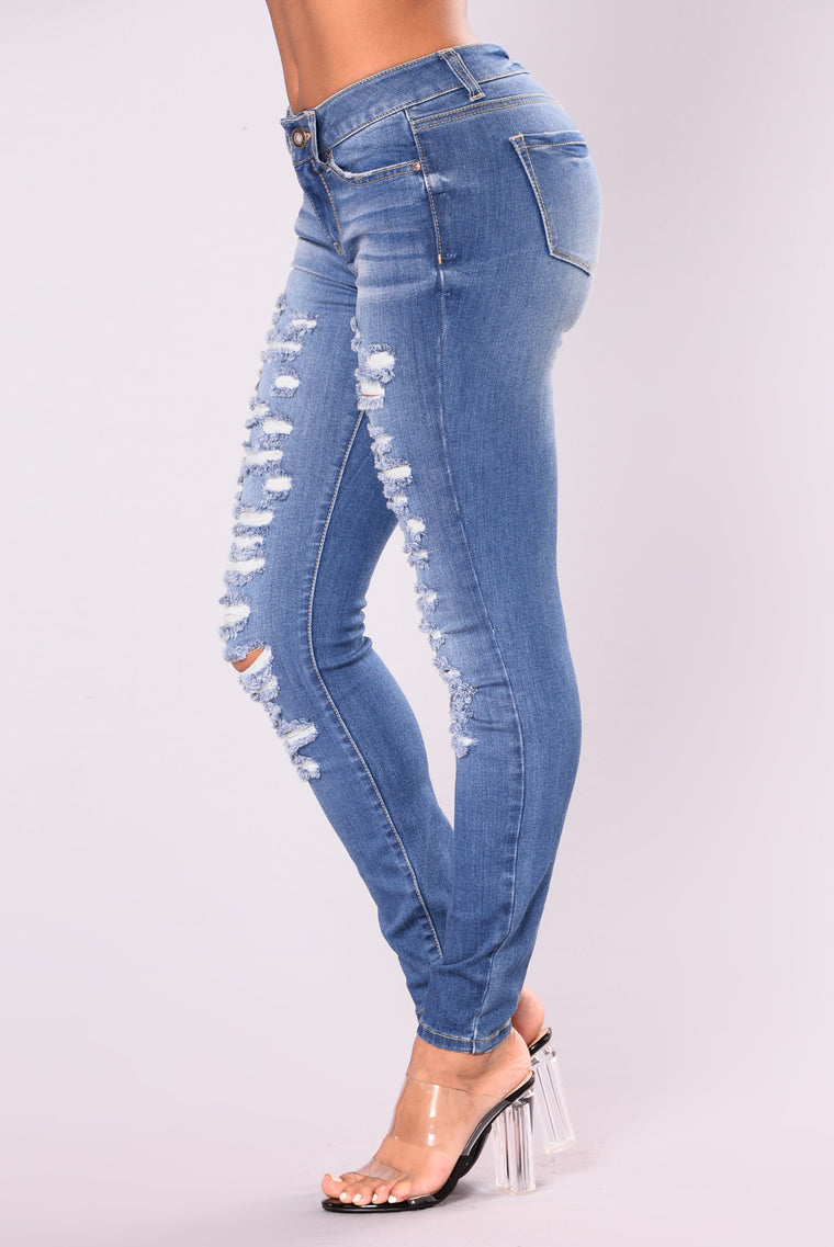 Eddy Distress Jeans - Medium Blue, Jeans | Fashion Nova