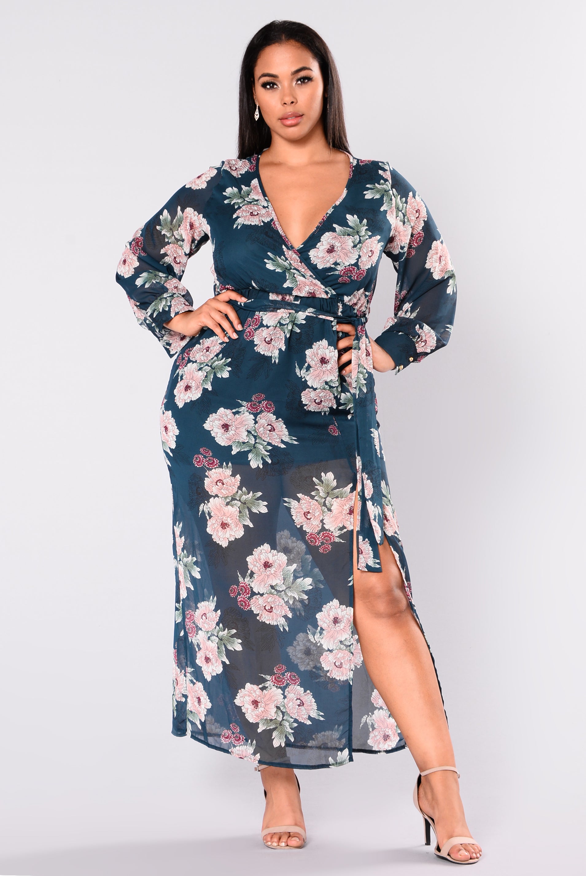 Anabella Floral Maxi Dress - Teal