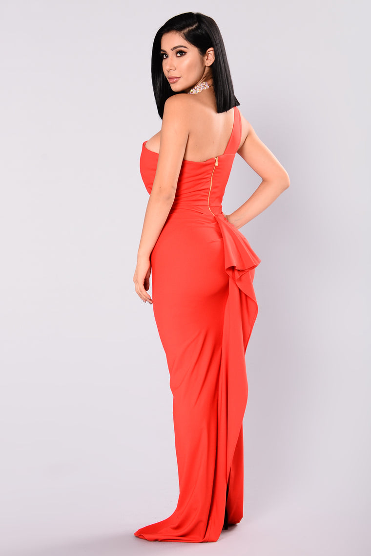 fashion nova red ruffle dress