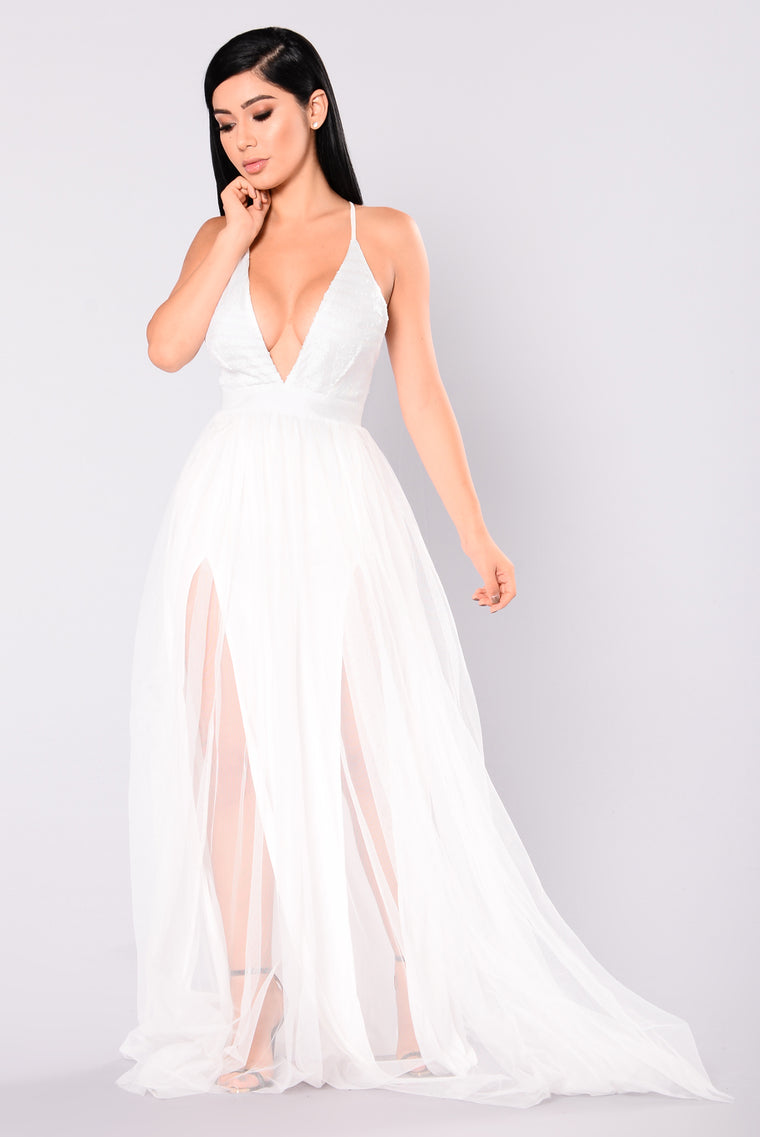 fashion nova white dress long