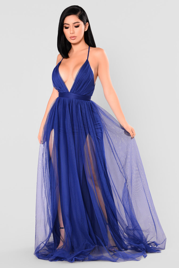 fashion nova blue prom dress