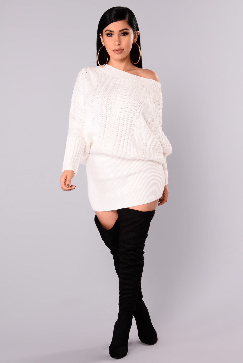 Millie Cable Knit Sweater - White