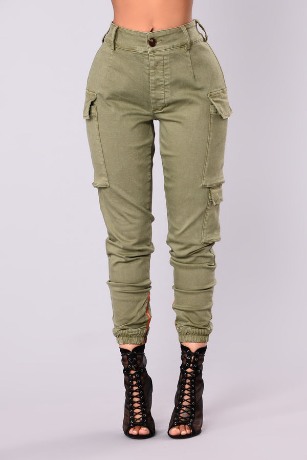 olive green cargo joggers womens