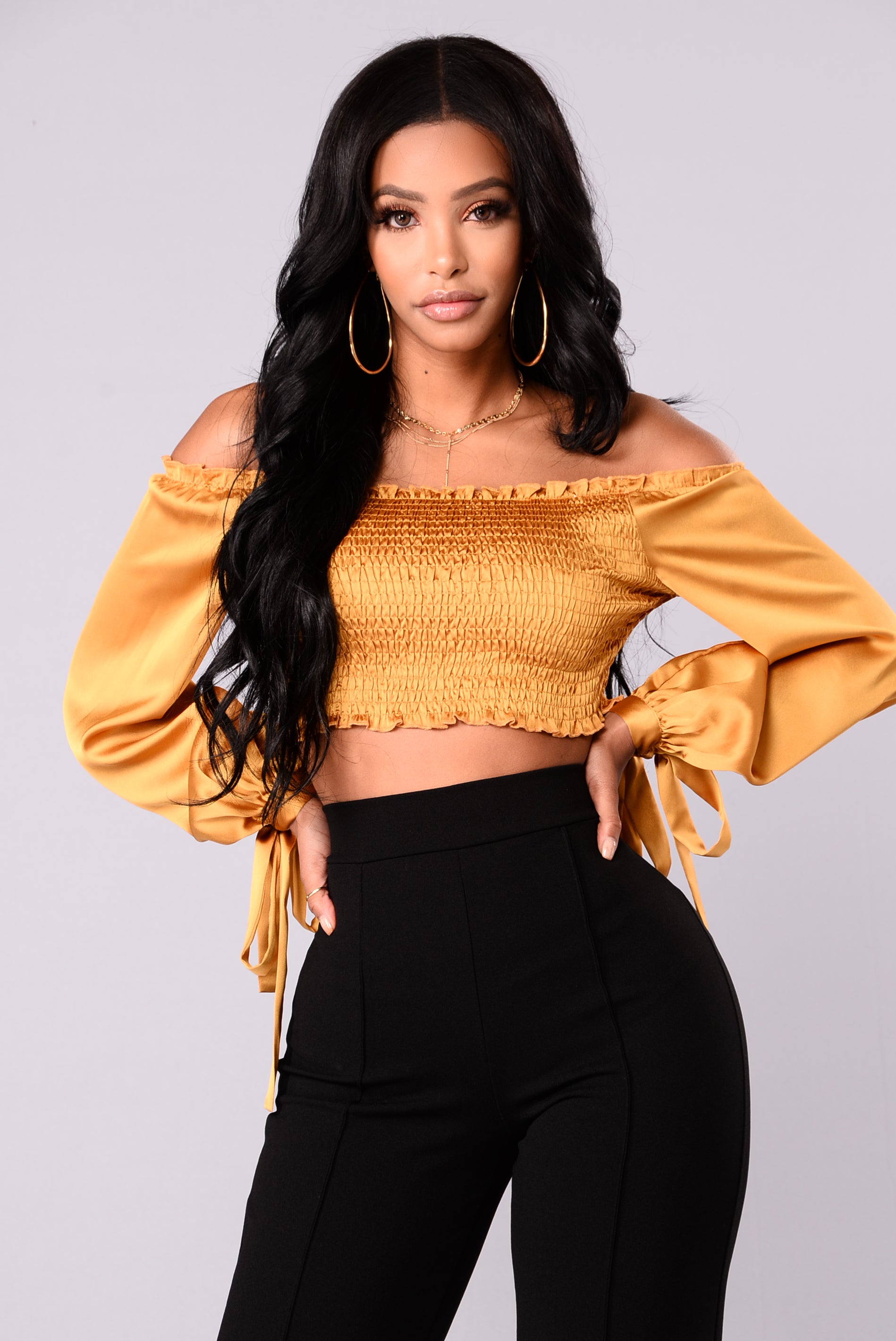 Edlyn Satin Top - Mustard