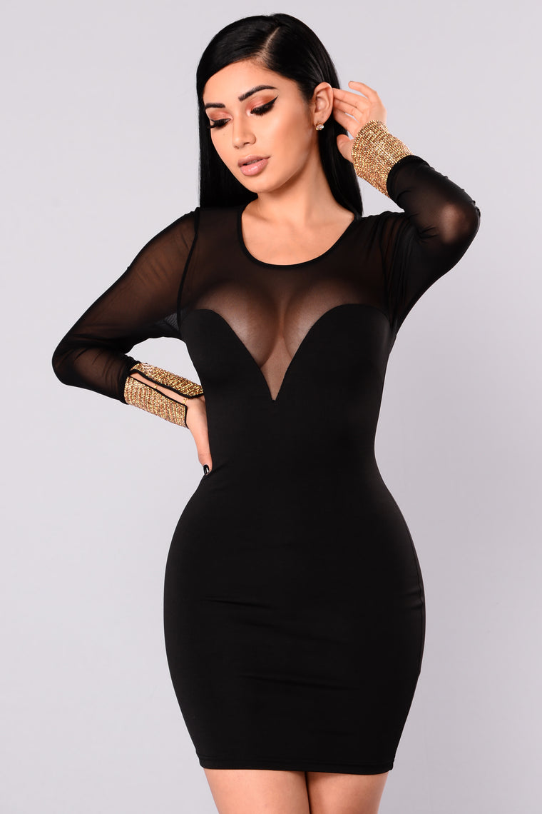 black mesh dress long