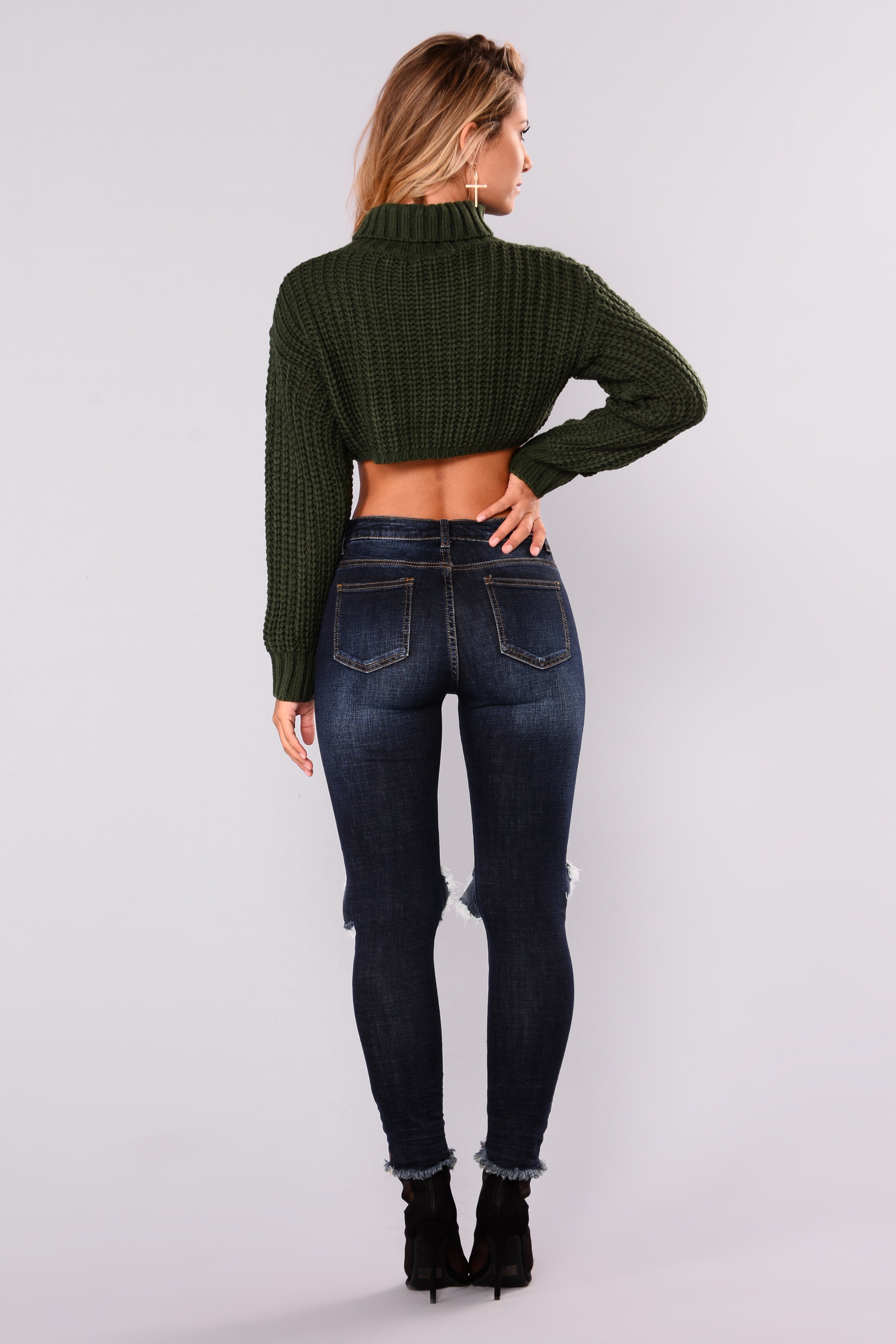 Zoey Turtleneck Crop Sweater Hunter 