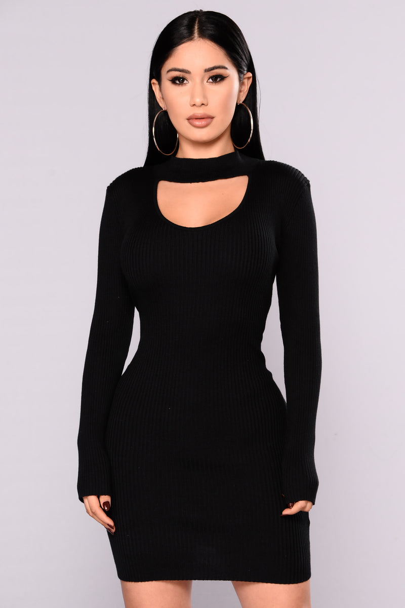 Cutting Ties Choker Neck Dress - Black | Fashion Nova, Sweaters ...